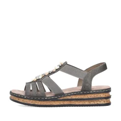 Rieker Women'S Wedge Sandals Brown Gray
