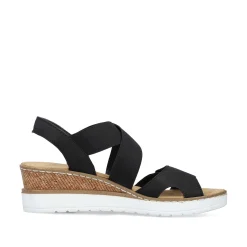Rieker Women'S Wedge Sandals Jet Black