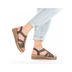Rieker Women'S Wedge Sandals Asphalt Gray