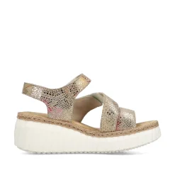 Rieker Women'S Wedge Sandals Multi-Bronze Metallic
