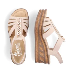 Rieker Women'S Wedge Sandals Cream Beige