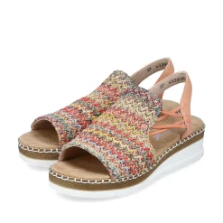 Rieker Women'S Wedge Sandals In Multi-Salmon Colors