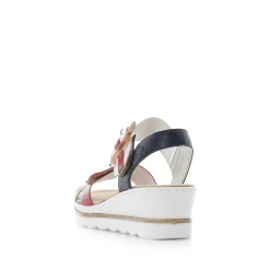Rieker Women'S Wedge Sandals Fire Red-Pure White