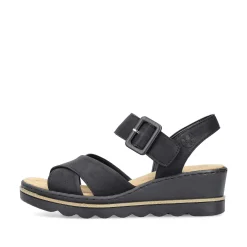 Rieker Women'S Wedge Sandals Jet Black