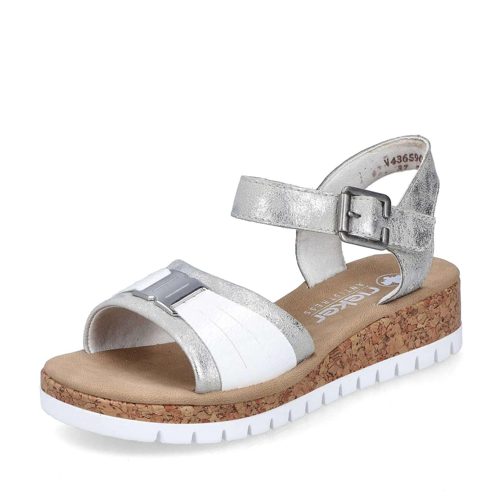 Rieker Women'S Wedge Sandals Silver-Platinum-Metallic