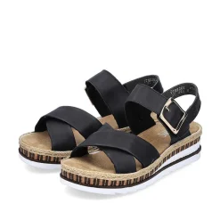 Rieker Women'S Wedge Sandals Graphite Black