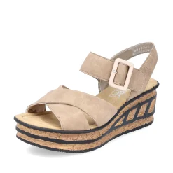 Rieker Women'S Wedge Sandals Sand Beige