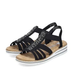 Rieker Women'S Wedge Sandals Night Black