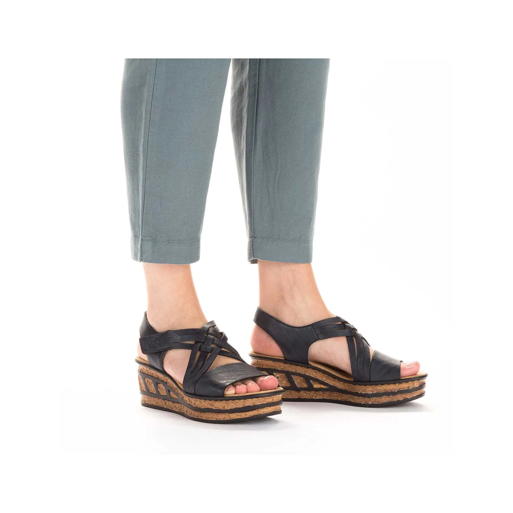 Rieker Women'S Wedge Sandals Slate Blue