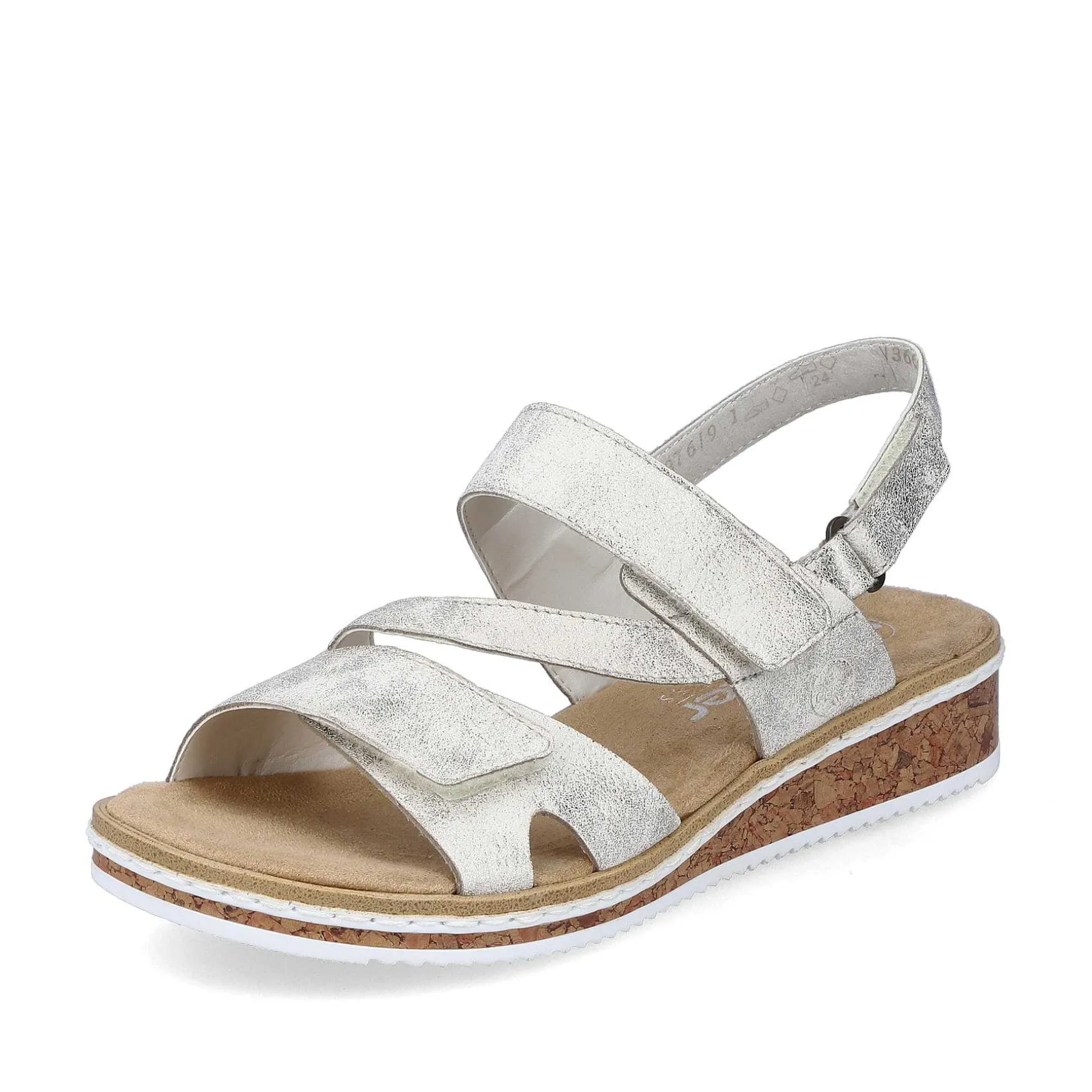 Rieker Women'S Wedge Sandals Silver Metallic