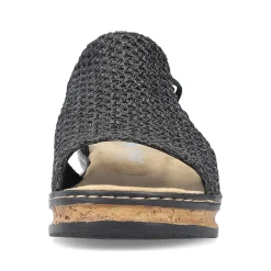 Rieker Women'S Wedge Sandals Asphalt Black