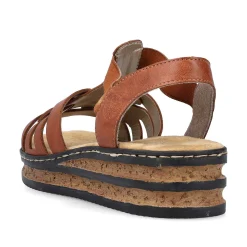 Rieker Women'S Wedge Sandals Chestnut Brown