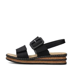 Rieker Women'S Wedge Sandals Jet Black