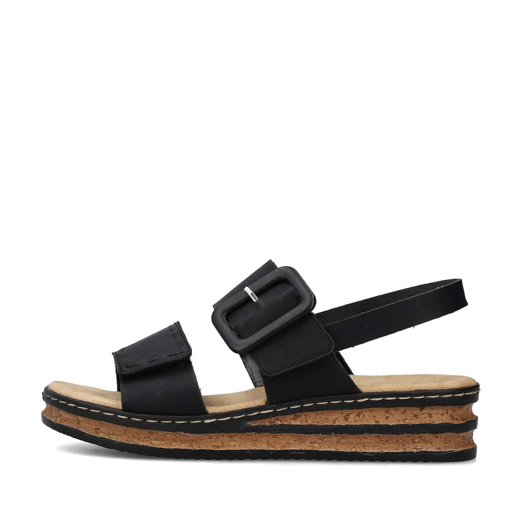 Rieker Women'S Wedge Sandals Jet Black