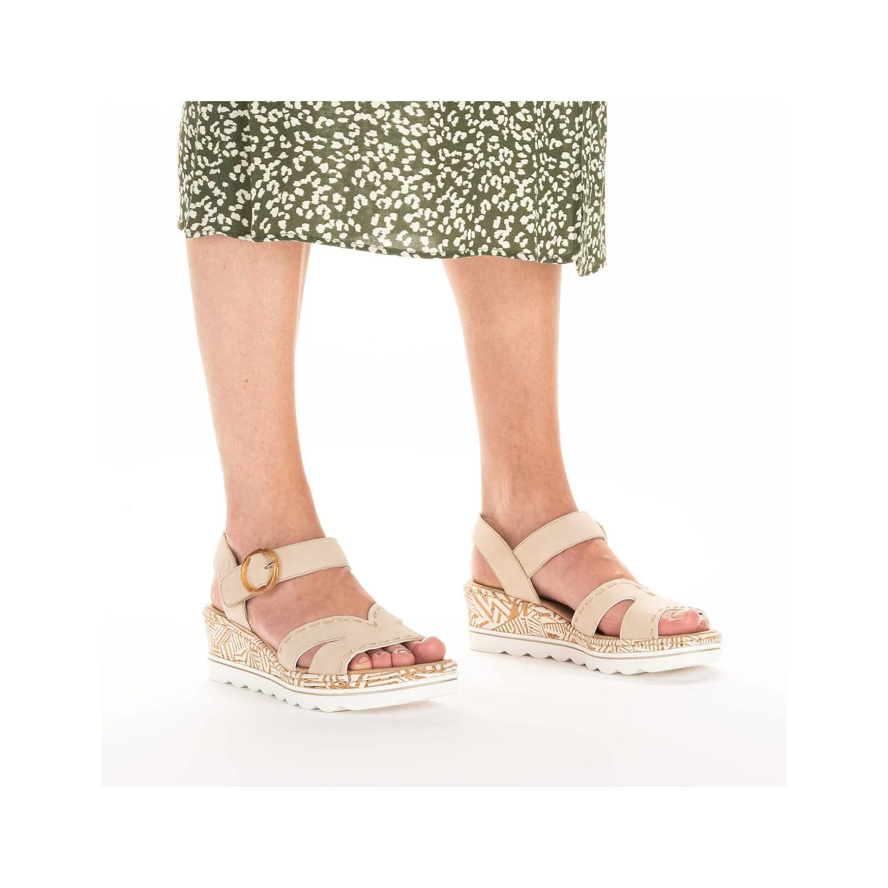 Rieker Women'S Wedge Sandals Champagne