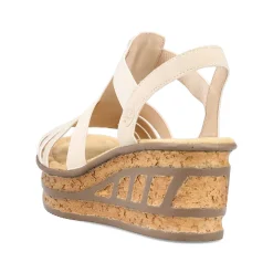 Rieker Women'S Wedge Sandals Cream Beige