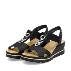 Rieker Women'S Wedge Sandals Jet Black