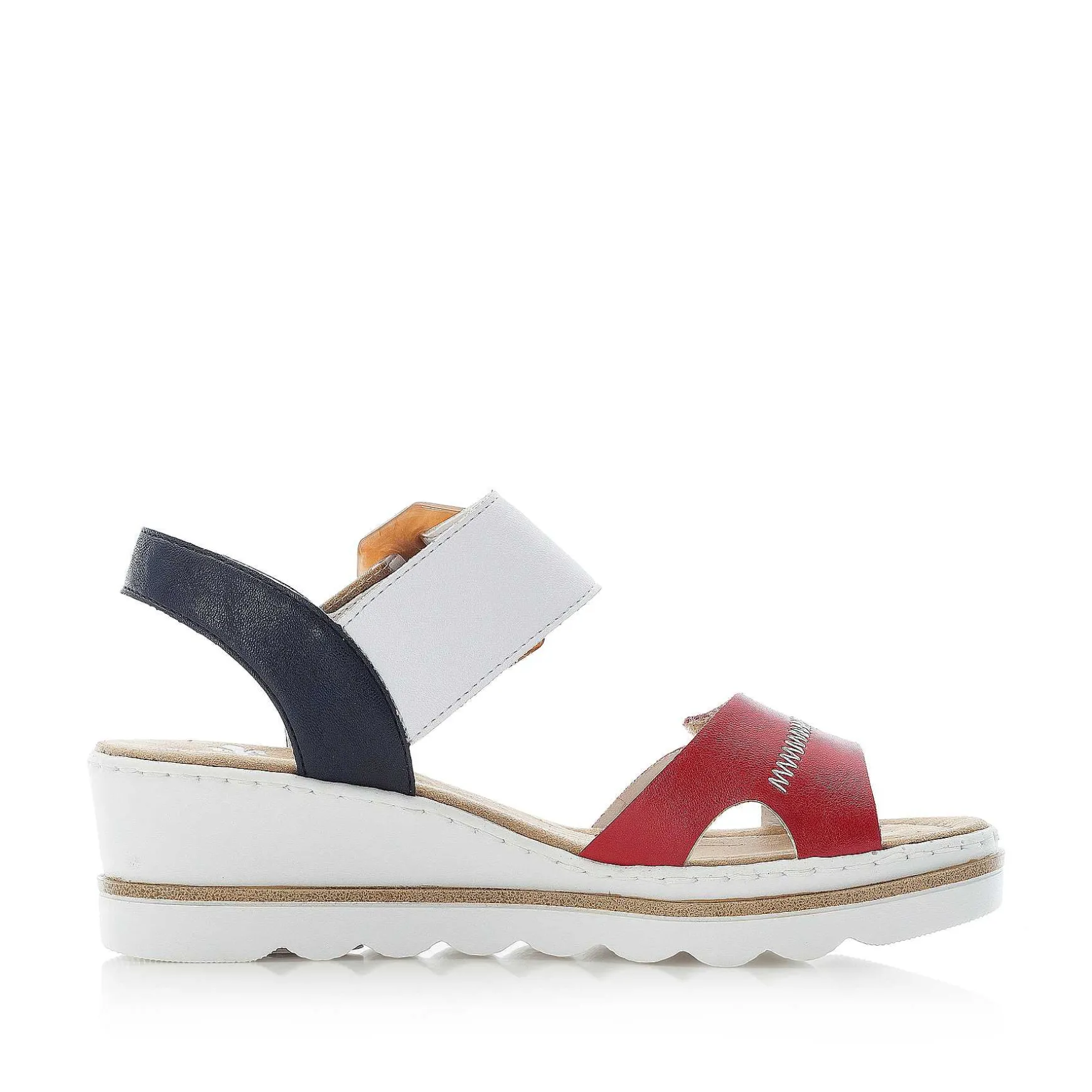 Rieker Women'S Wedge Sandals Fire Red-Pure White