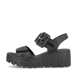 Rieker Women'S Wedge Sandals Jet Black