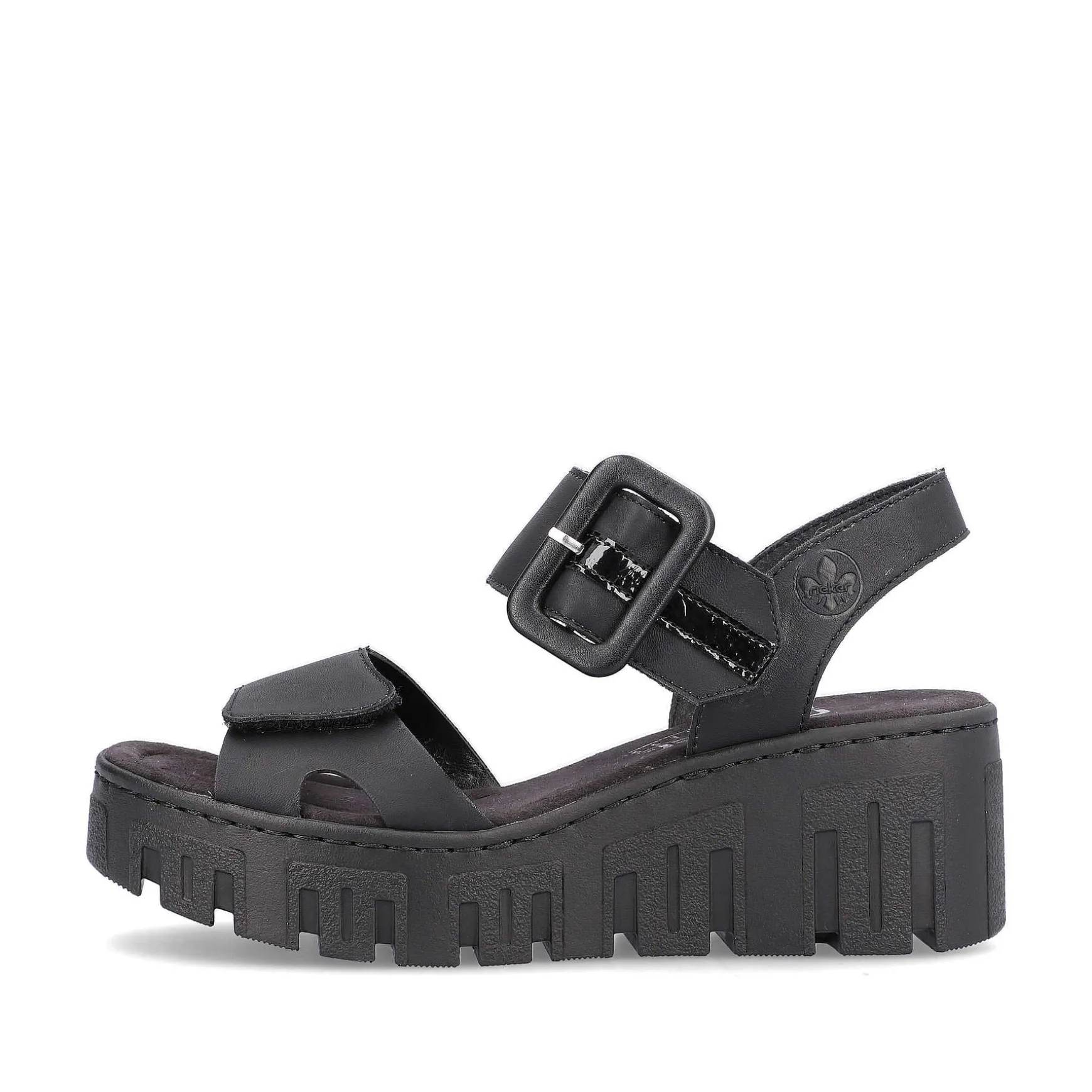 Rieker Women'S Wedge Sandals Jet Black