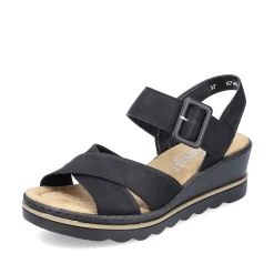 Rieker Women'S Wedge Sandals Jet Black