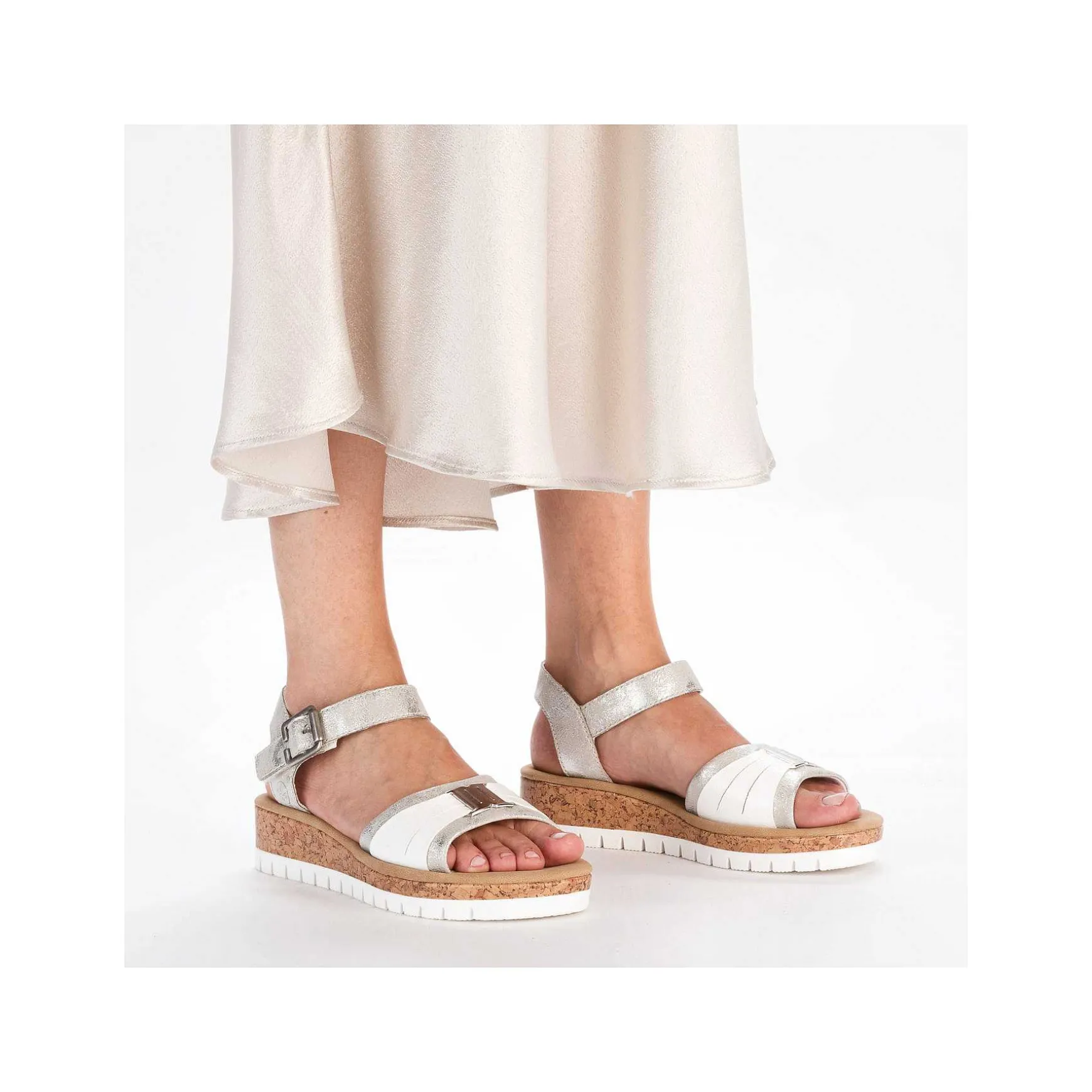 Rieker Women'S Wedge Sandals Silver-Platinum-Metallic