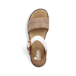 Rieker Women'S Wedge Sandals Brown Beige-Black