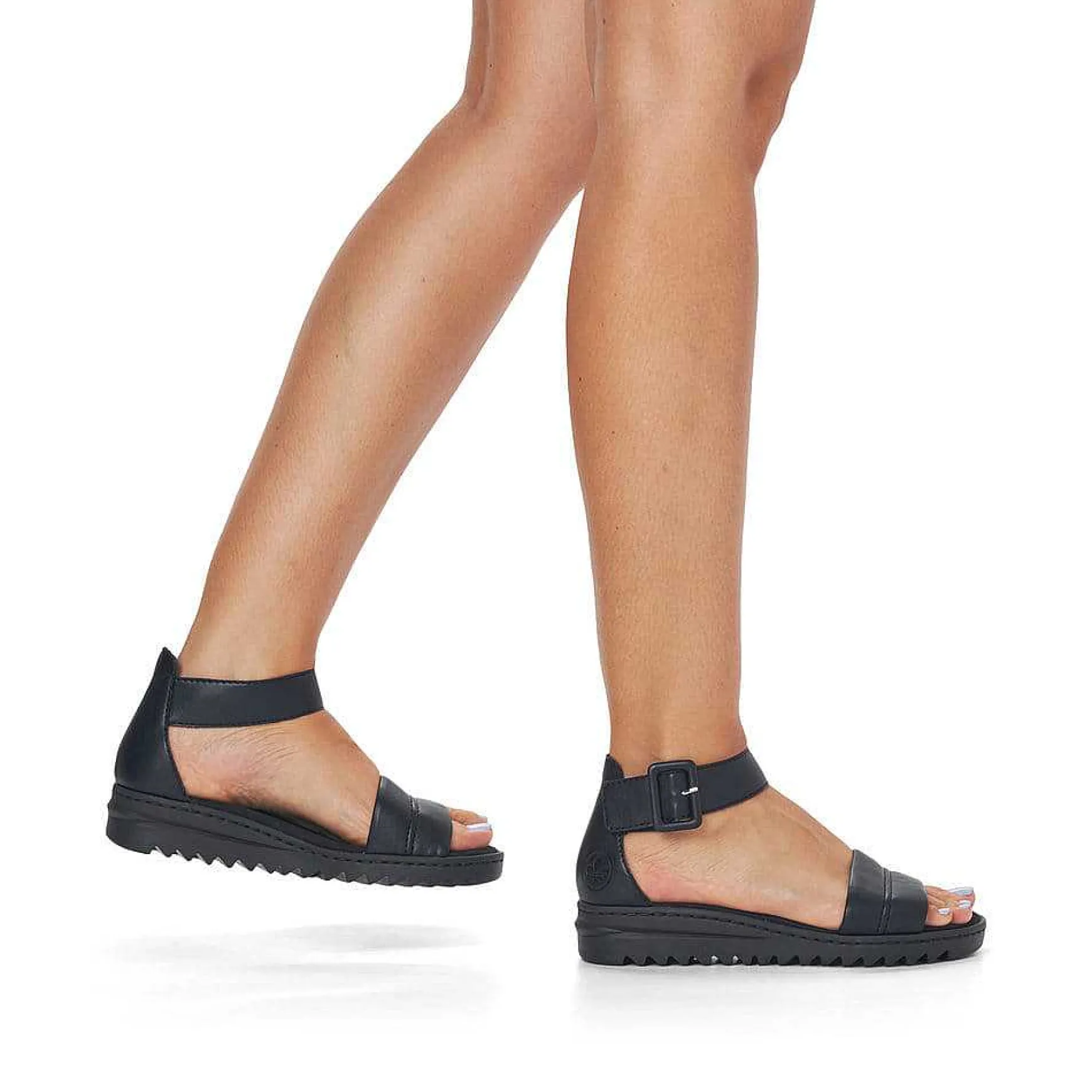 Rieker Women'S Wedge Sandals Asphalt Black