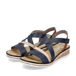 Rieker Women'S Wedge Sandals Navy Blue