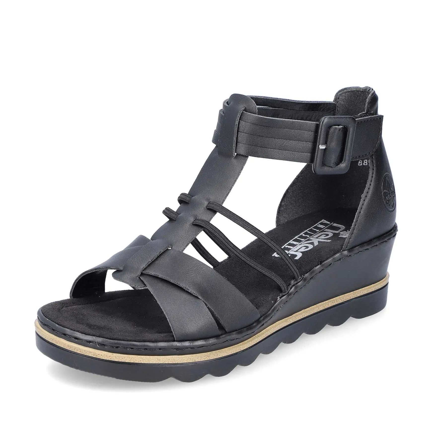 Rieker Women'S Wedge Sandals Asphalt Black