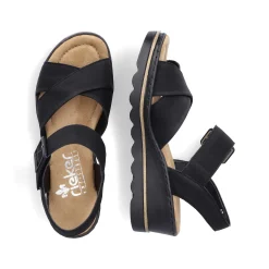 Rieker Women'S Wedge Sandals Jet Black