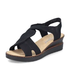 Rieker Women'S Wedge Sandals Jet Black