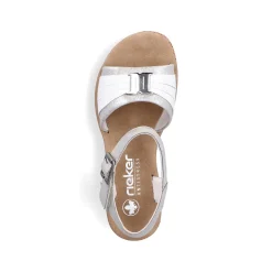 Rieker Women'S Wedge Sandals Silver-Platinum-Metallic