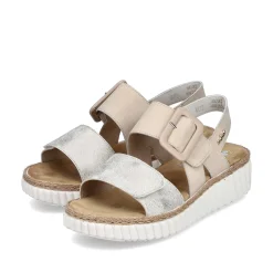 Rieker Women'S Wedge Sandals Light Beige
