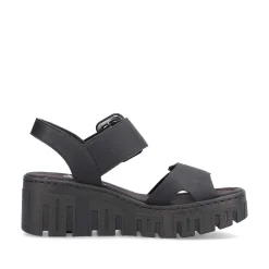 Rieker Women'S Wedge Sandals Jet Black