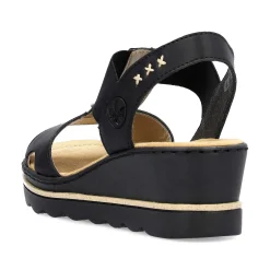 Rieker Women'S Wedge Sandals Jet Black