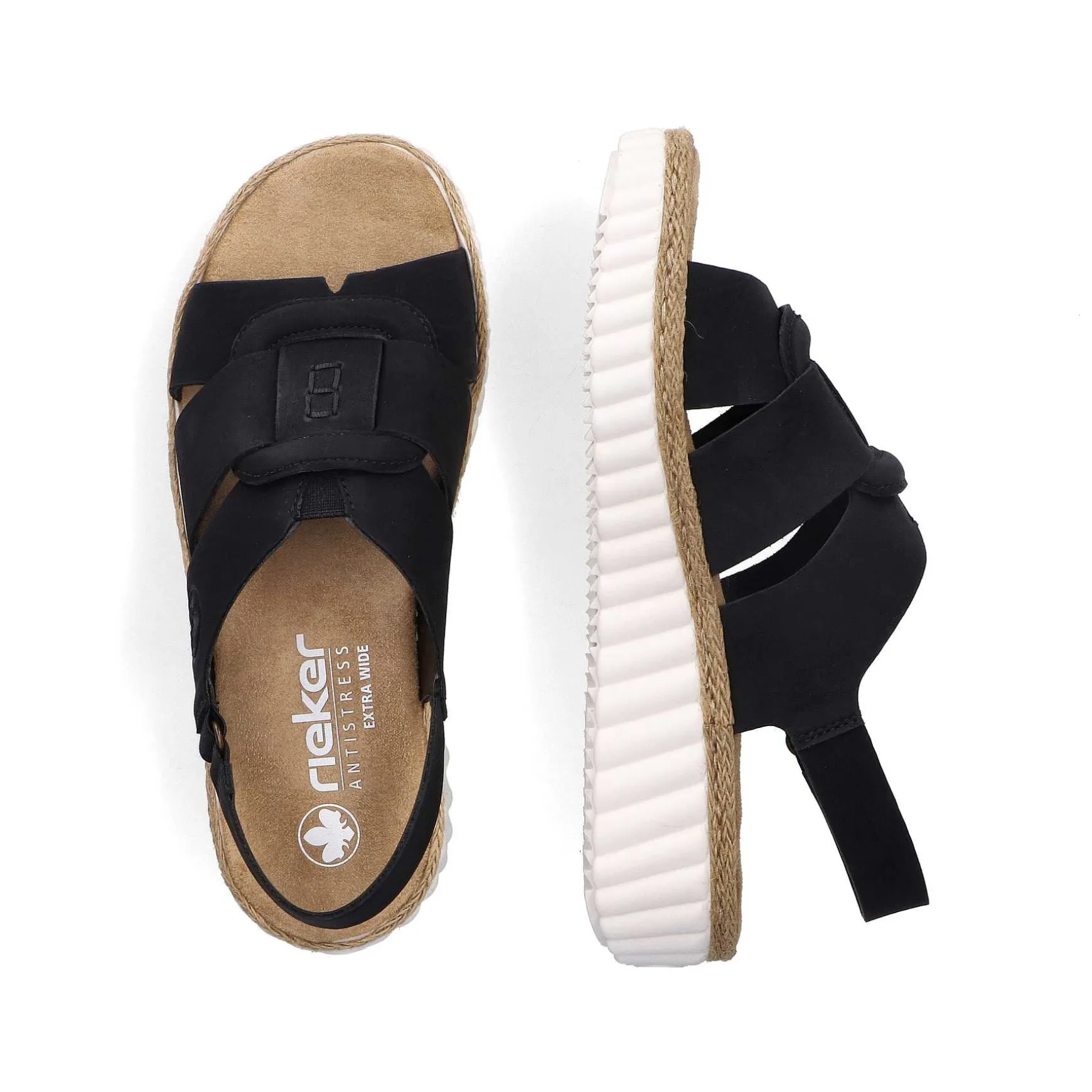 Rieker Women'S Wedge Sandals Jet Black