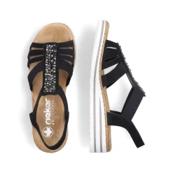 Rieker Women'S Wedge Sandals Night Black