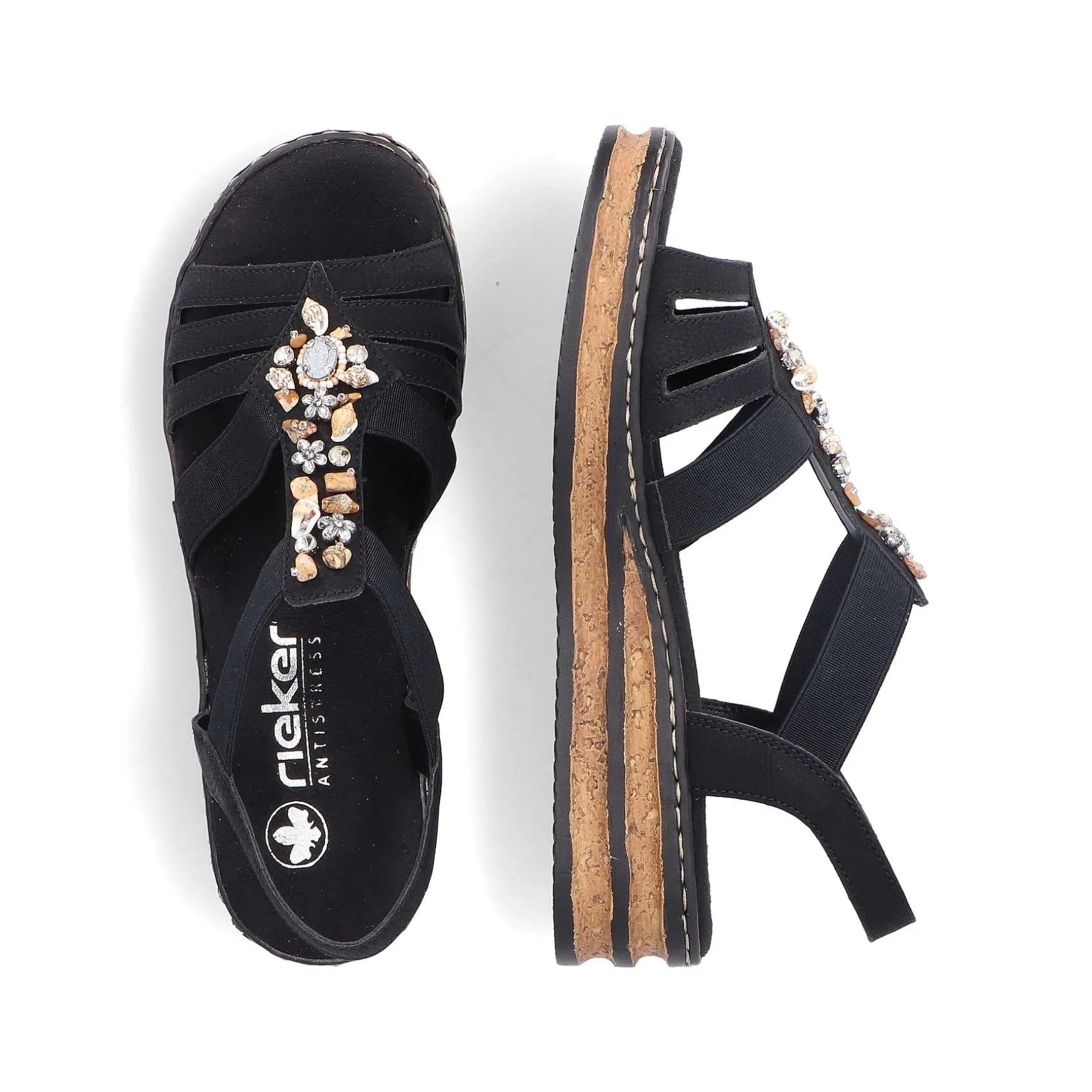 Rieker Women'S Wedge Sandals Midnight Black