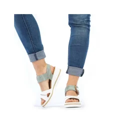 Rieker Women'S Wedge Sandals Mint Green-Lily White