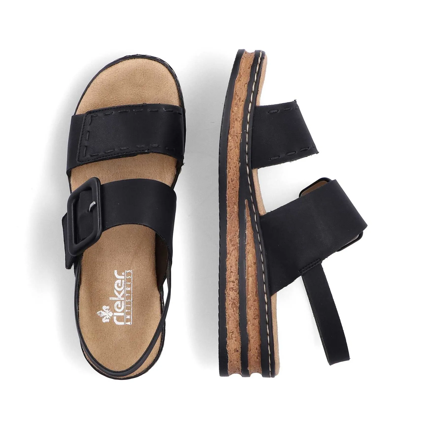 Rieker Women'S Wedge Sandals Jet Black