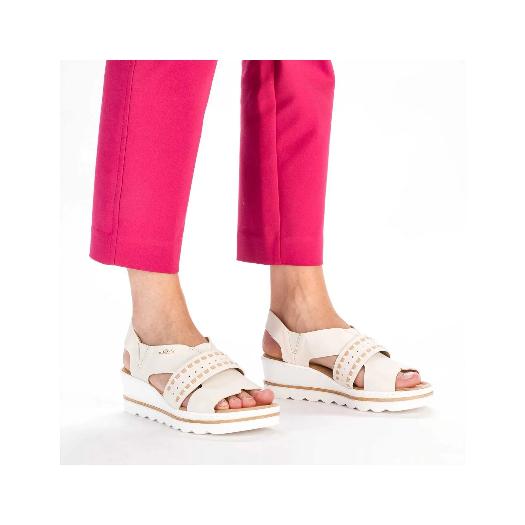 Rieker Women'S Wedge Sandals Light Beige