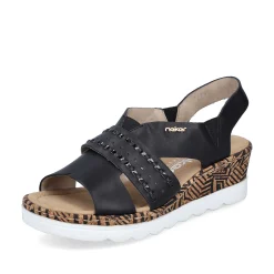 Rieker Women'S Wedge Sandals Night Black